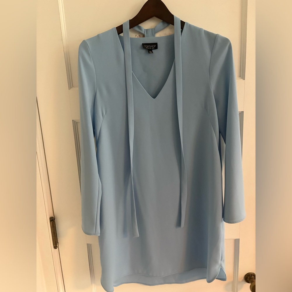 Topshop Sky Blue Long Sleeve Dress